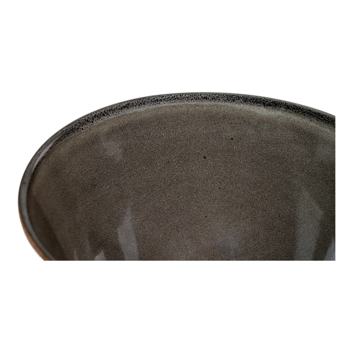Set 4 Ciotole Selma in Gres Grigio e Marrone — Ø15×9 cm
