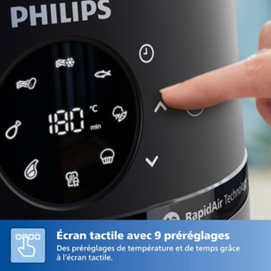 Airfryer PHILIPS NA231/00 Friteuse sans huile avec fenêtre de cuisson Noir/Argent, Série 2000 6.2L