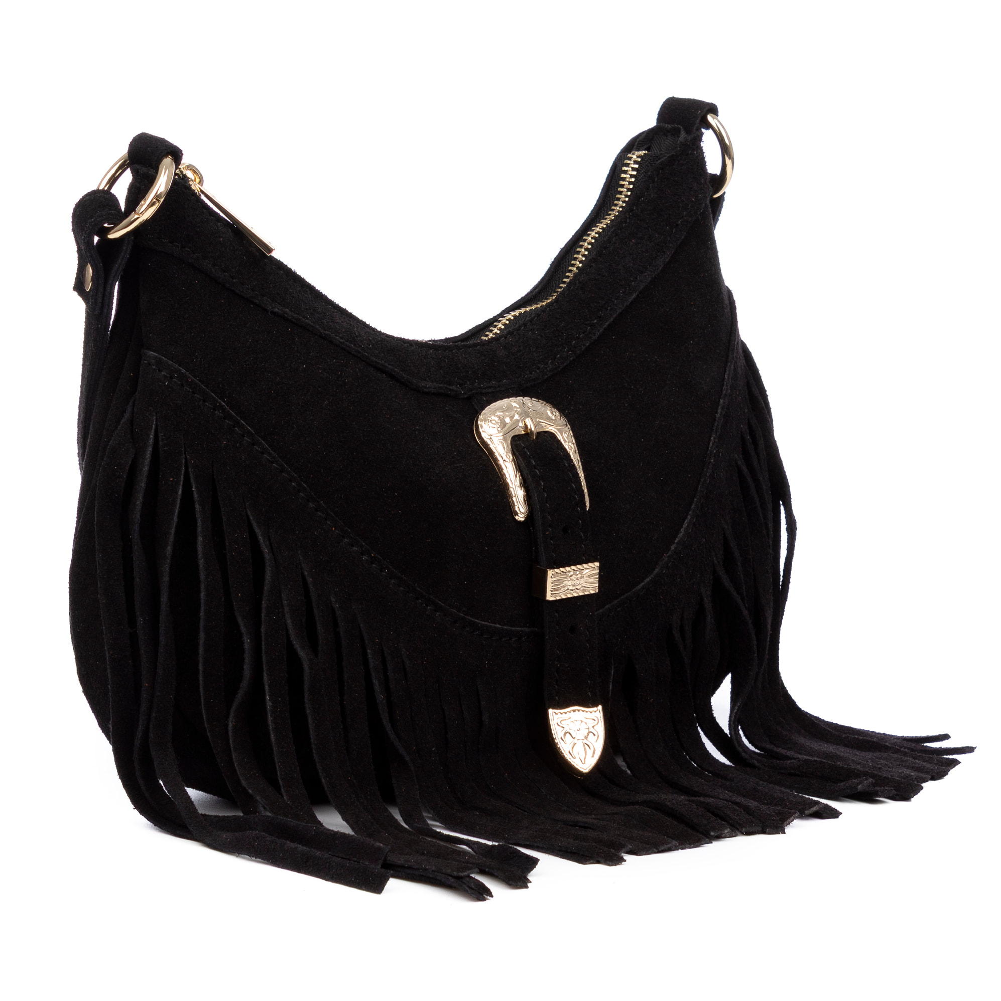 Barlassina bolso bandolera Mujer. Piel auténtica Gamuza, con flecos.