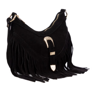 Barlassina bolso bandolera Mujer. Piel auténtica Gamuza, con flecos.