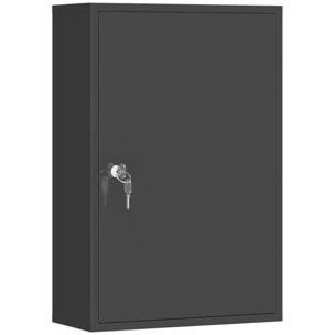 Armoire à pharmacie 2 étagères 3 niveaux verrouillable dim. 40L x 18l x 60H cm 2 clés métal noir
