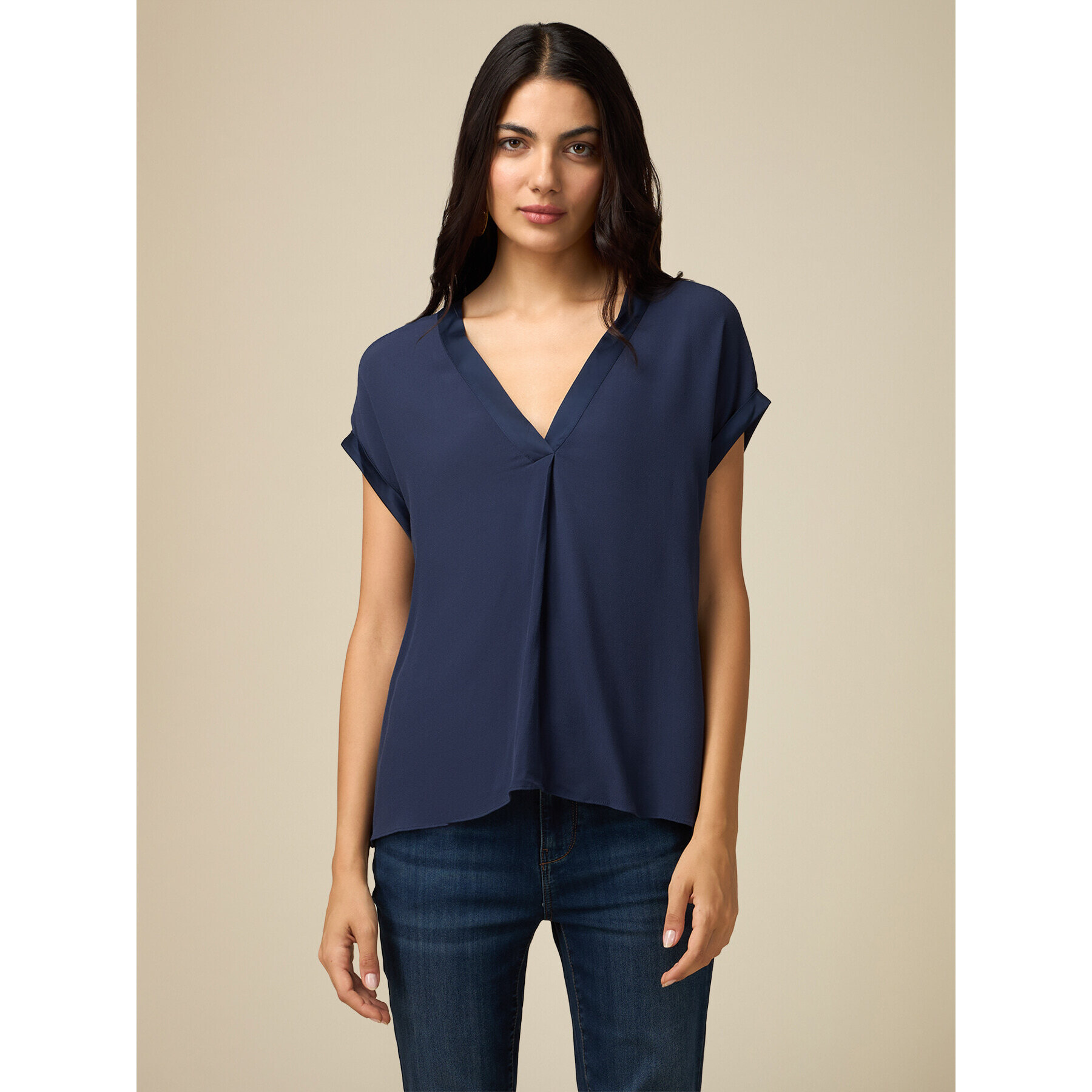 Oltre - Blusa a kimono in viscosa - Blu