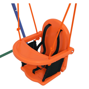 Columpio Infantil 2 en 1 Columpio para Niños y Bebés con 1 Silla para Niños 1 Silla para Bebés y Cinturón de Seguridad para Exterior e Interior Naranja