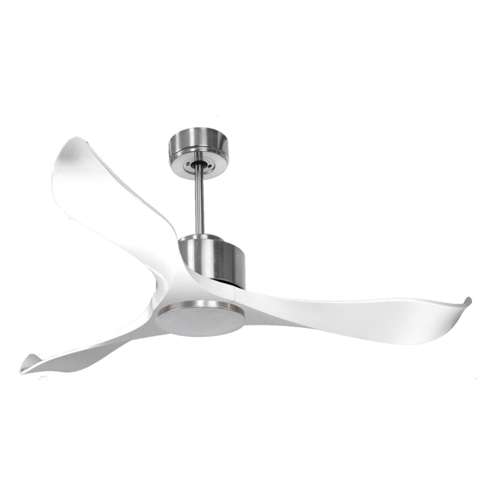 Ventilateur de plafond Wifi Moteur à courant continu Télécommande Adaptateur 2/3 Lames Hypersilence Mémoire Shopify Vendible (AUTOMATIQUE) 40   W argent