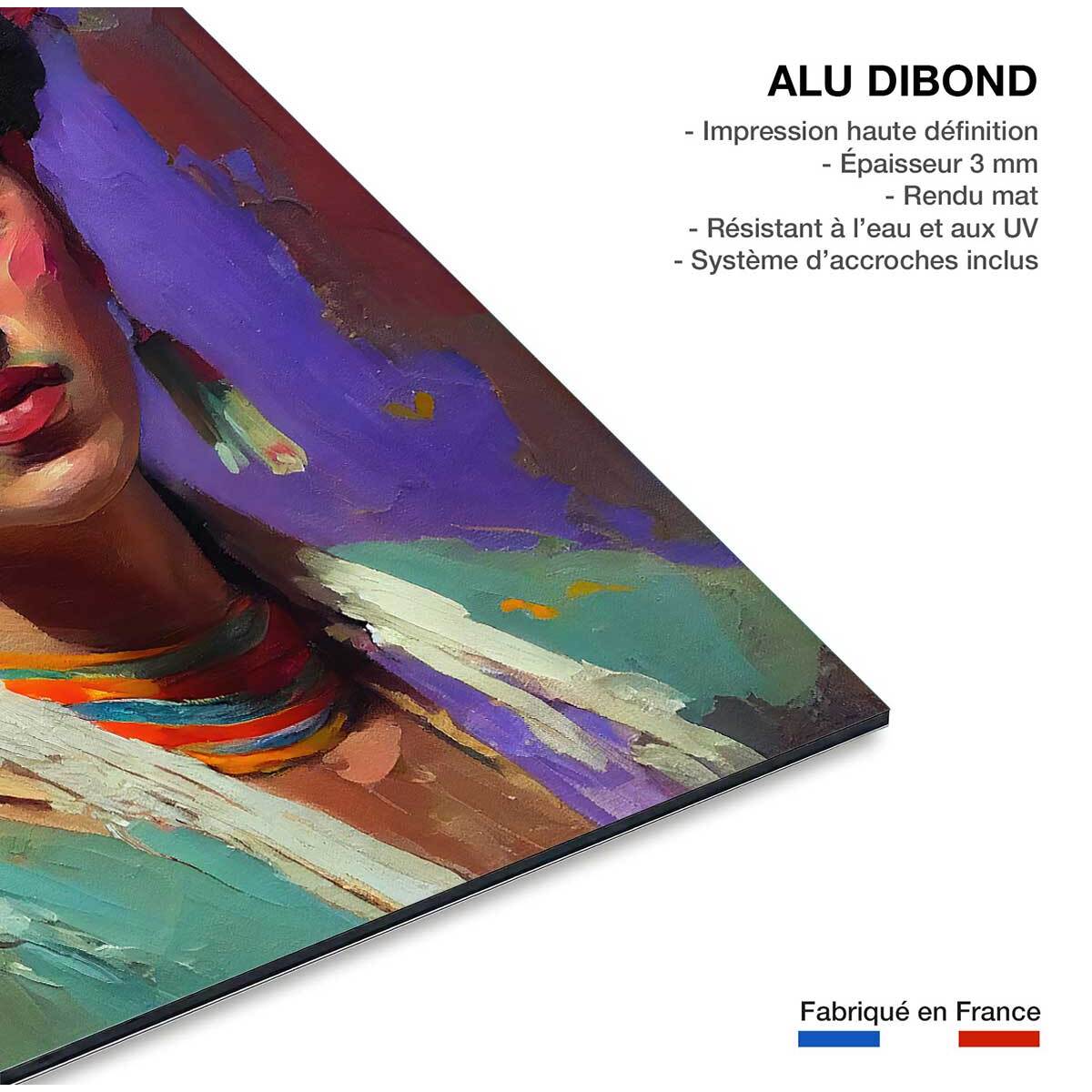 Tableau de fleurs portrait de frida  Tableau alu Dibond