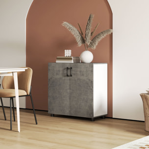 Aparador de 2 Puertas de Cierre Suave Aparador de Salón con Estante Mueble Auxiliar para Cocina Dormitorio Entrada 80x37x80 cm Gris Cemento y Blanco Brillo