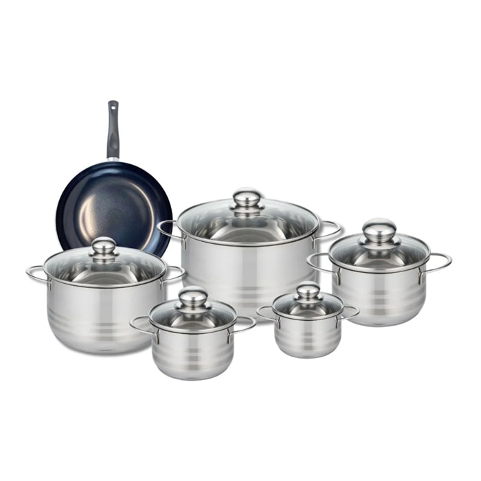 Ensemble de 1 Poêle de cuisson 20 cm et 5 faitouts 12, 14, 16, 20 et 24 cm Elo Prima Brillant