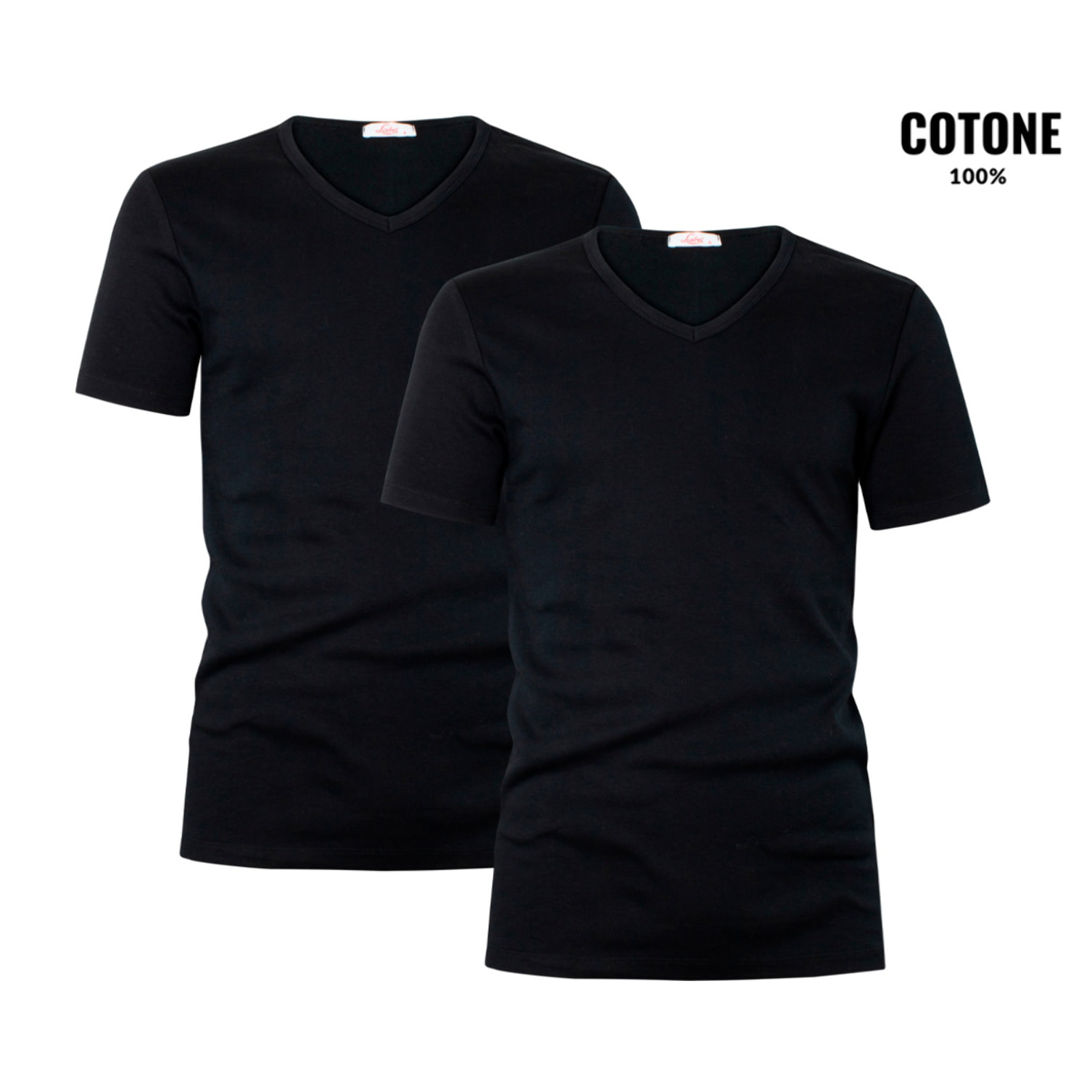 2 Maglie Termiche da Uomo a Manica Corta Scollo V 100% Cotone Liabel Art. 2855-53