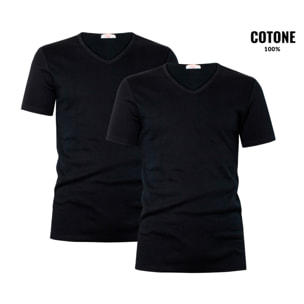 2 Maglie Termiche da Uomo a Manica Corta Scollo V 100% Cotone Liabel Art. 2855-53
