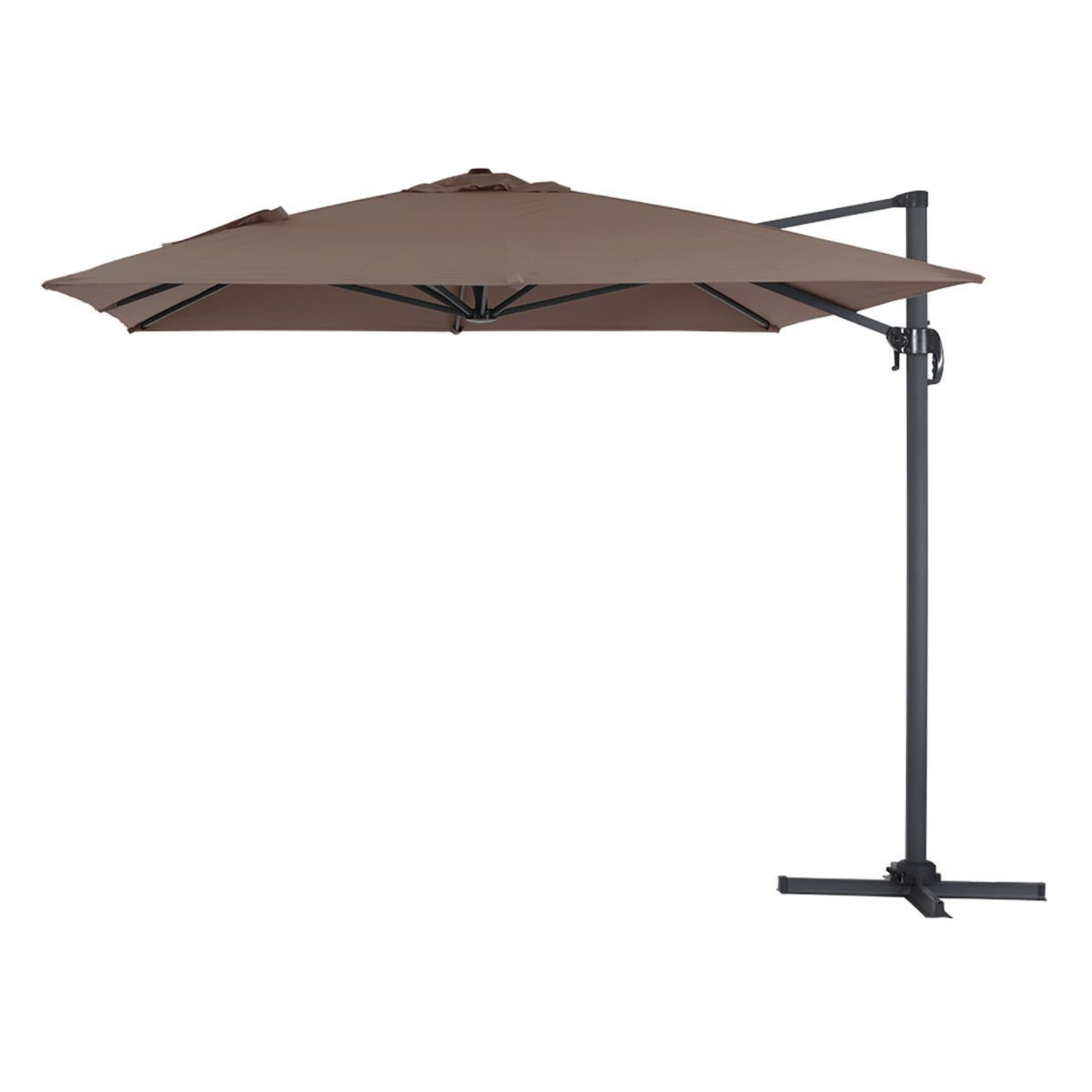 Parasol de jardin déporté en aluminium "Sun 4" - 3 x 4 m - Taupe
