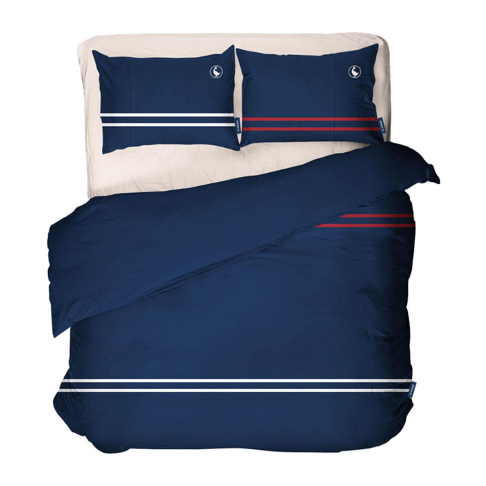 Juego de 4pzs color azul marino (funda nórdica doble + sábana bajera + 2x funda cojín) 100% algodón 180tc el ganso