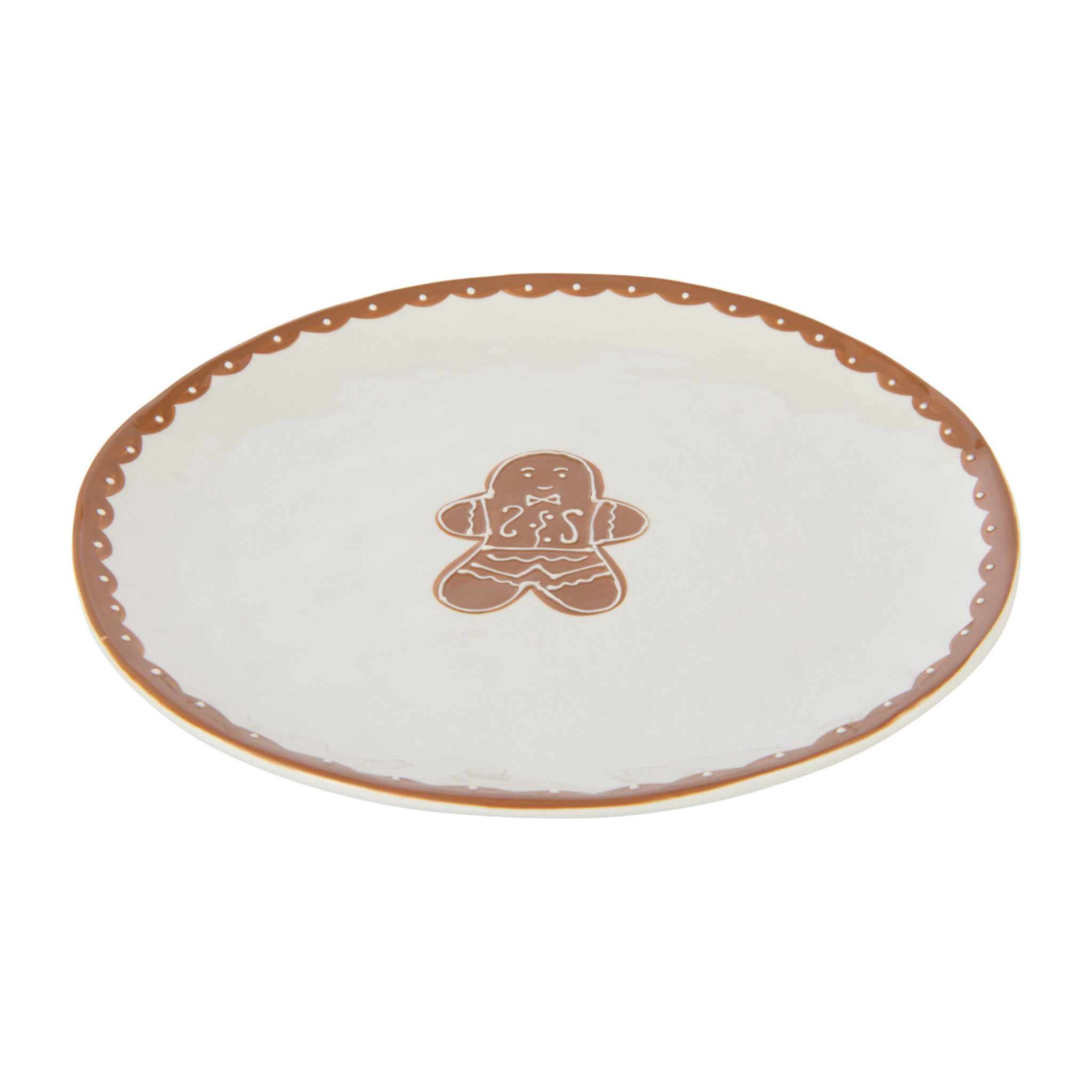 J-Line assiette Cookie Ronde Dolomie - céramique - brun/blanc