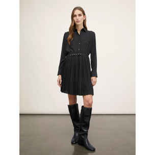 Motivi - Vestito chemisier in georgette - Nero