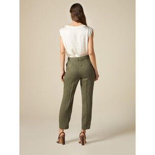 Oltre - Pantalones en mezcla de tencel - Verde