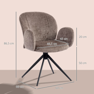 Chaise de bureau ergonomique pivotante à retour auto dossier enveloppant accoudoirs courbés tissu marron
