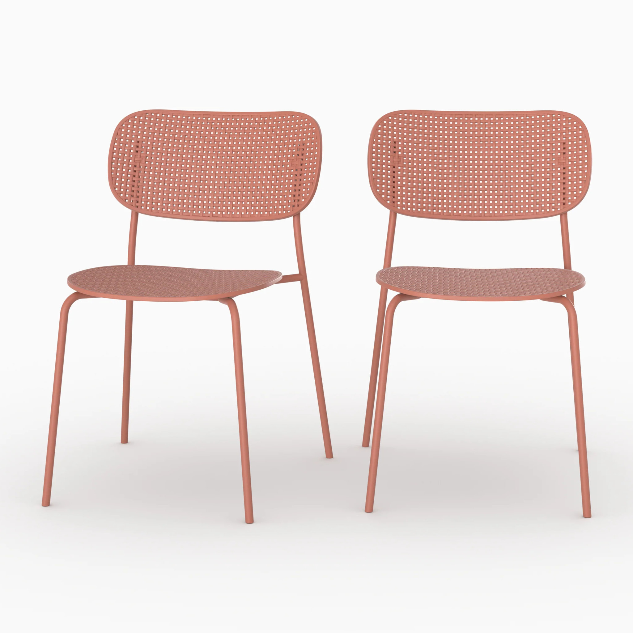 Lot de 2 chaises de jardin empilables en plastique terracotta  - Géa
