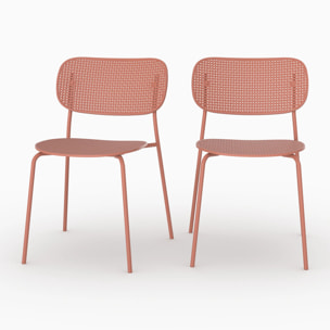 Lot de 2 chaises de jardin empilables en plastique terracotta  - Géa
