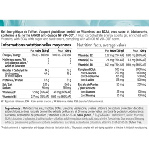 Over Blast BCAA - Gel énergie efforts intenses - longues distances - Augmente la résistance musculaire - Sans Gluten - 60 kcal par dosette.