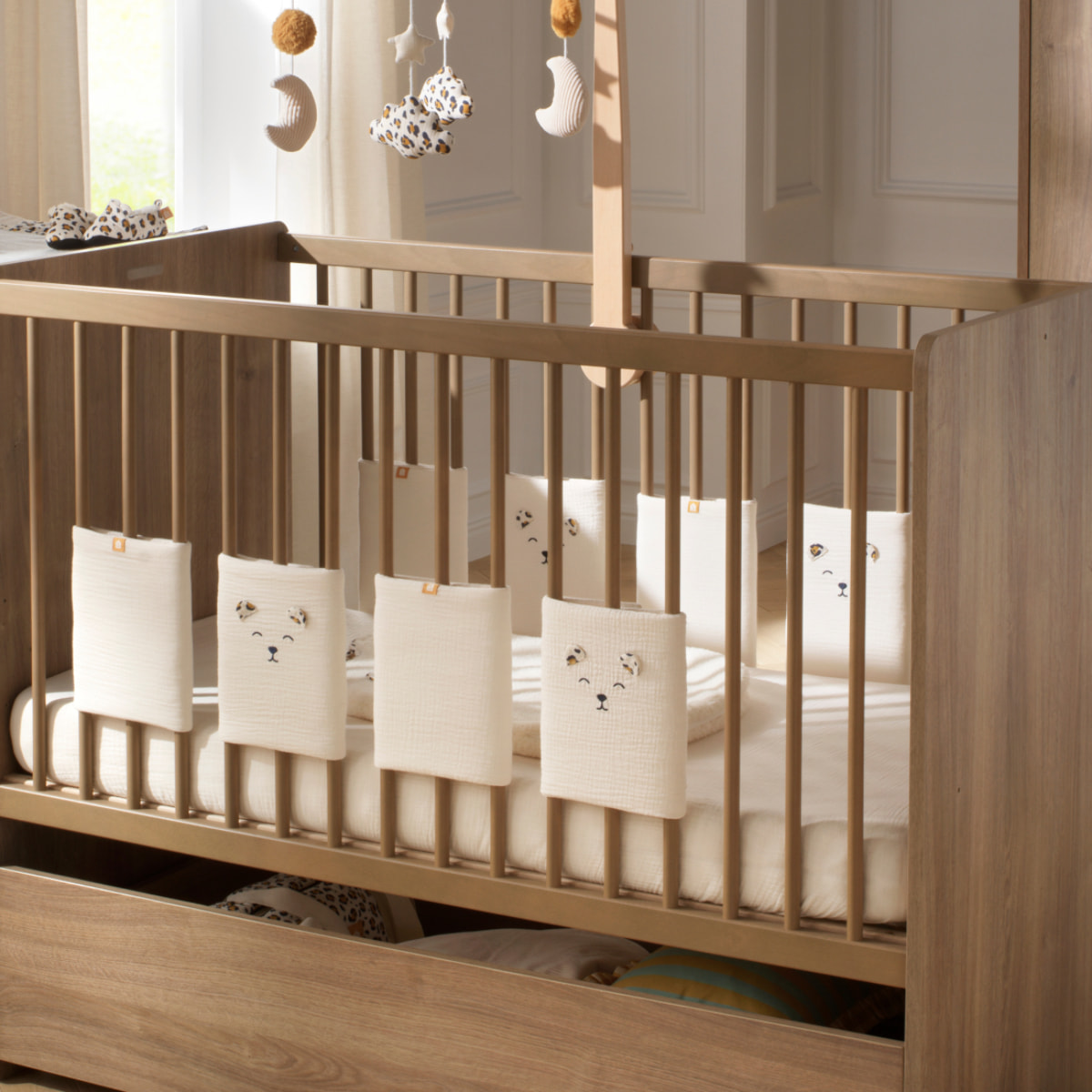 Protections de barreaux de lit bébé en gaze de coton