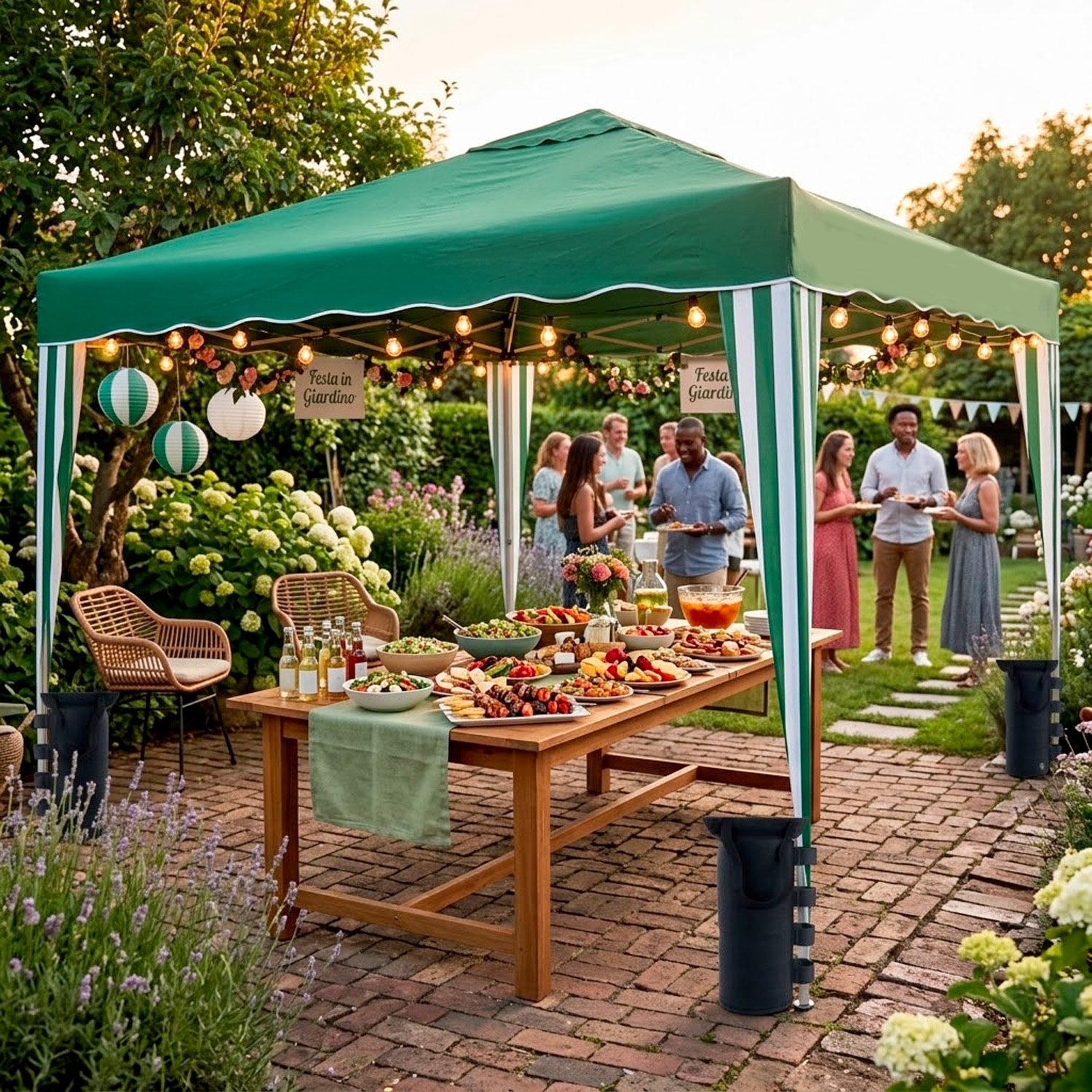 Gazebo Pieghevole 3x4 M in Acciaio con Telo Idrorepellente 160 g/m² Anti-UV Struttura Robusta Apertura Rapida a Fisarmonica Borsa e 4 Sacche Verde