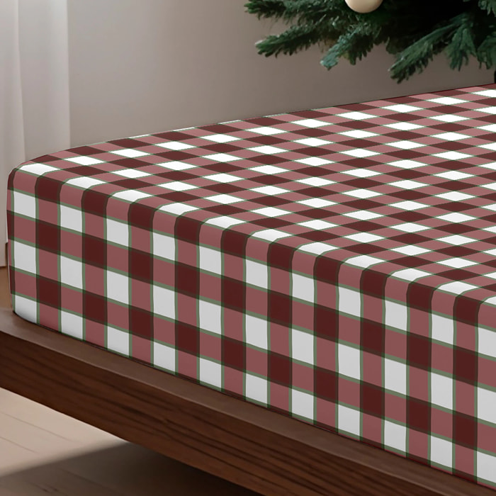 Drap-housse Xmas Vichy Grande 100% coton