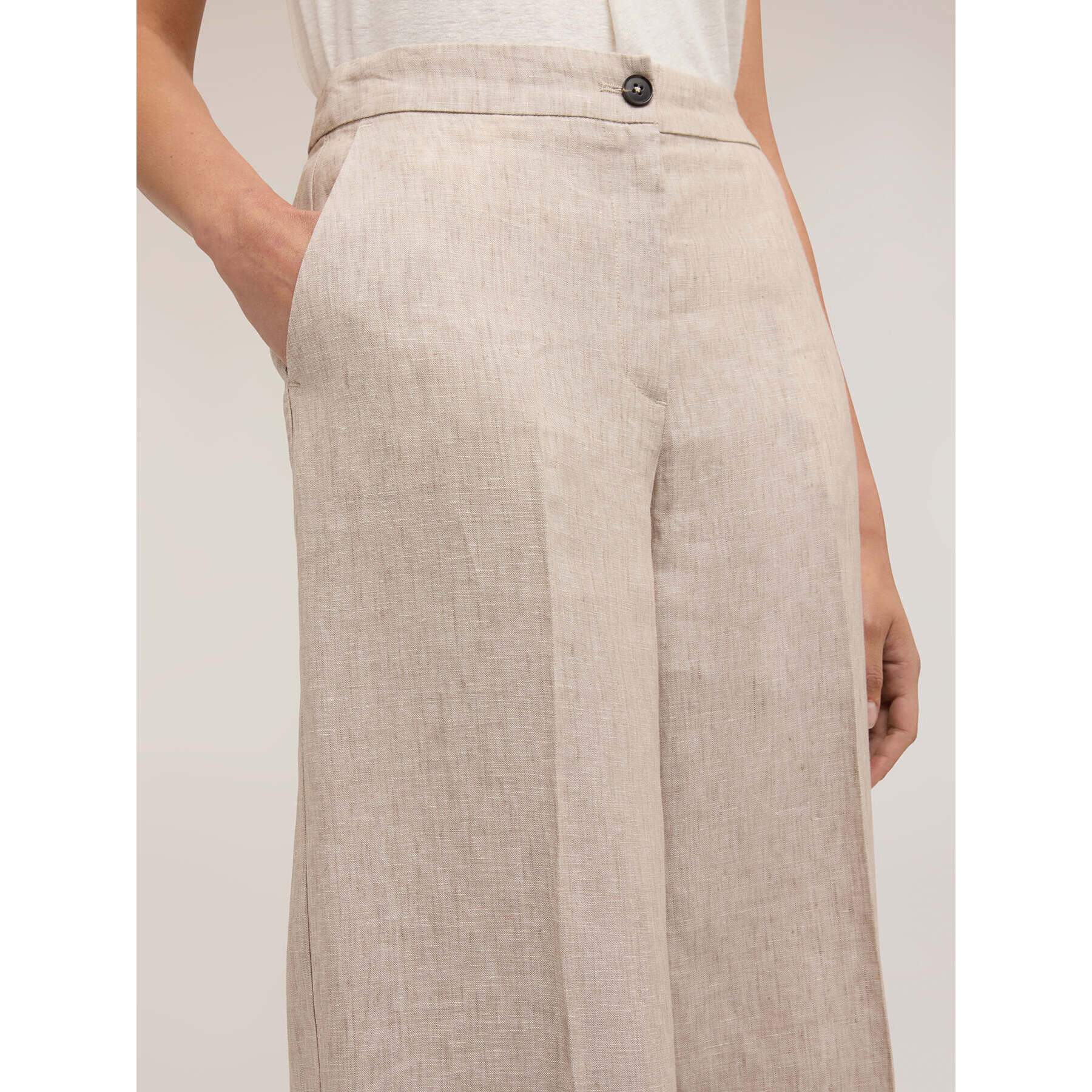 Motivi - Pantalones palazzo de lino - Beige