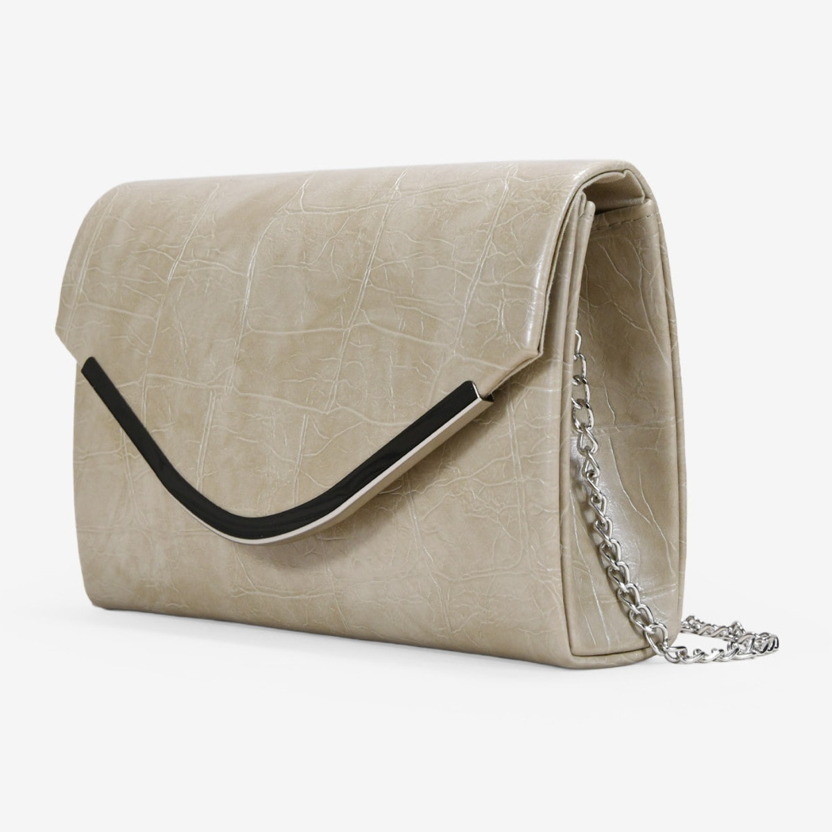 Bolso de mano piedra con solapa y metal