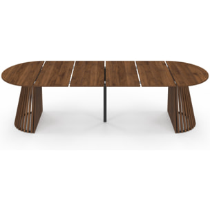 Table à manger ronde extensible Camélia Ø110-300cm effet noyer