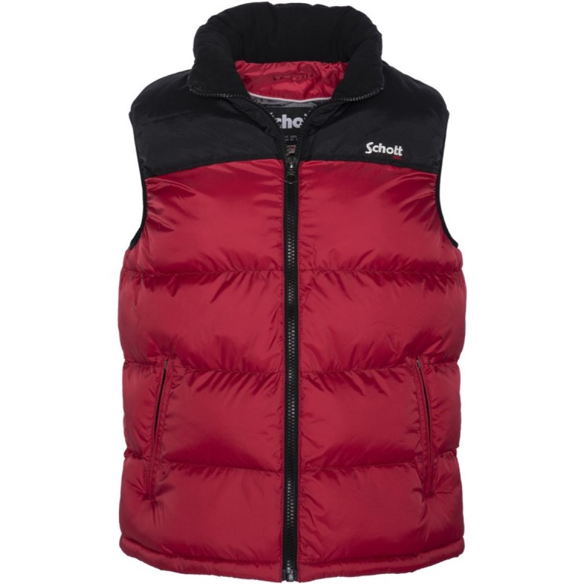 UTAHV PADDED VEST WITH YOKES & SCHOTT NYC EMBROIDERY BODY = 100% NYLON / YOKES = 60% COTTON 40% NYLON Rosso