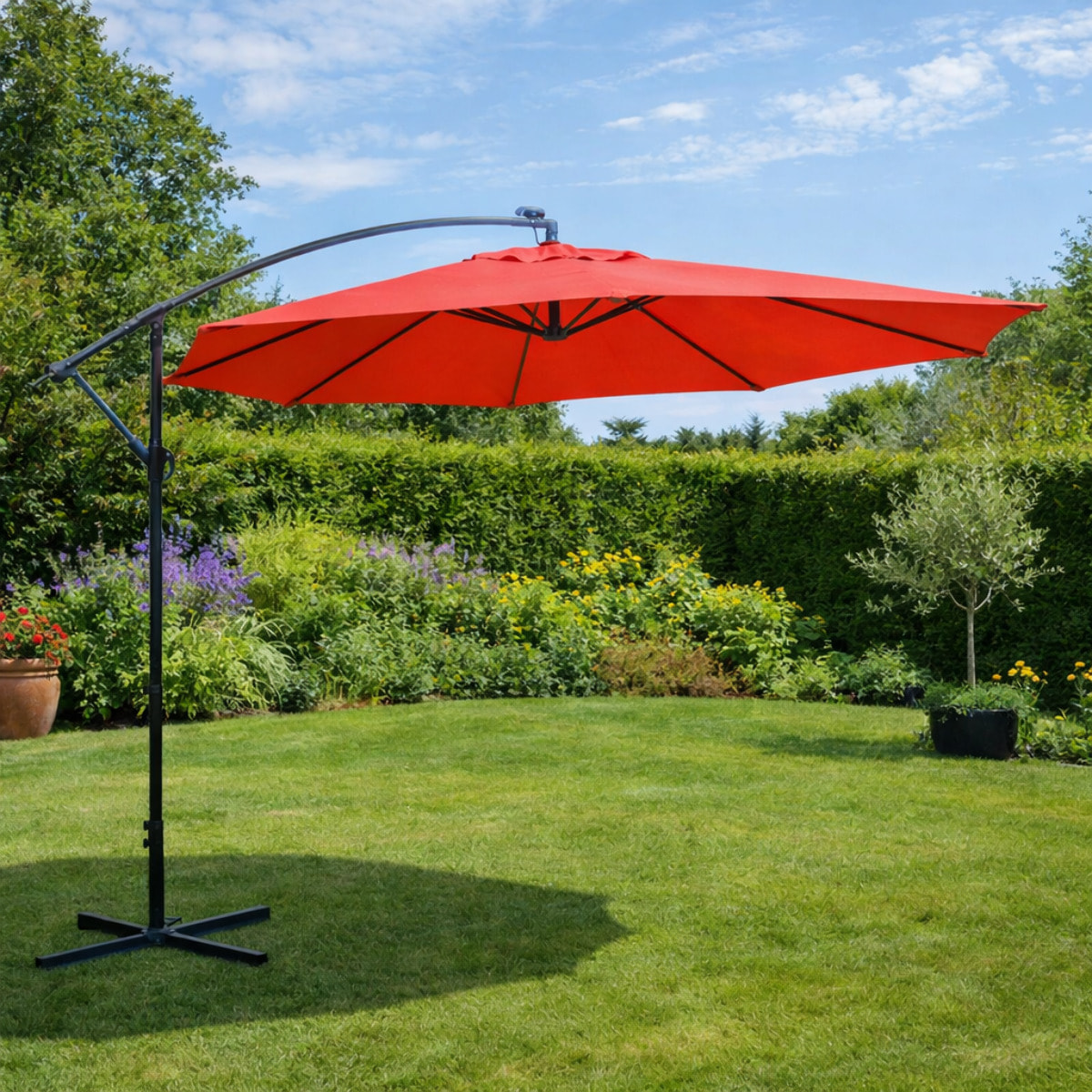 Parasol Bulle LED déporté carré 3x3m terracotta DAVAGNA