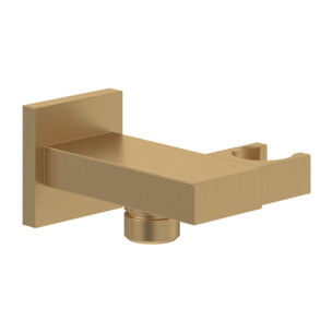 Support mural pour douchette avec raccordement Universal Showers rectangulaire or brossé