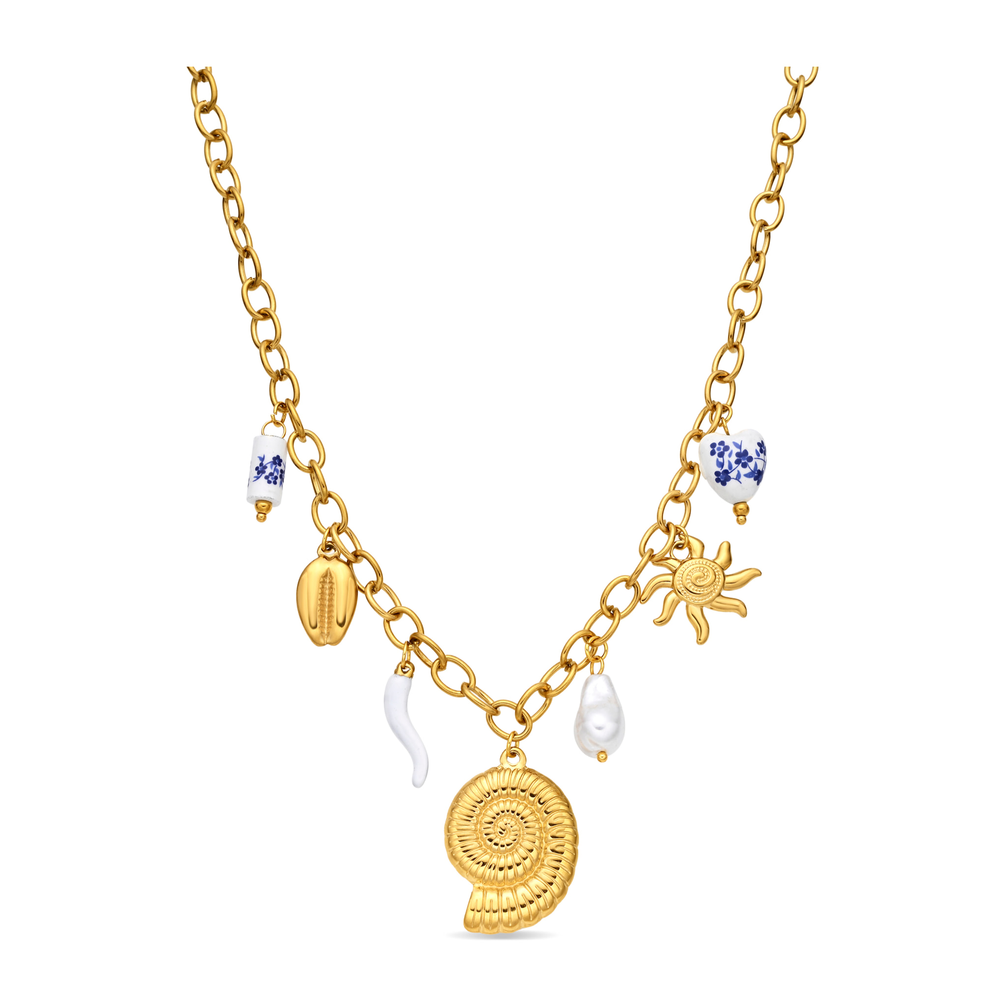 Collar de Perla Blanca acabado en oro amarillo de 18k