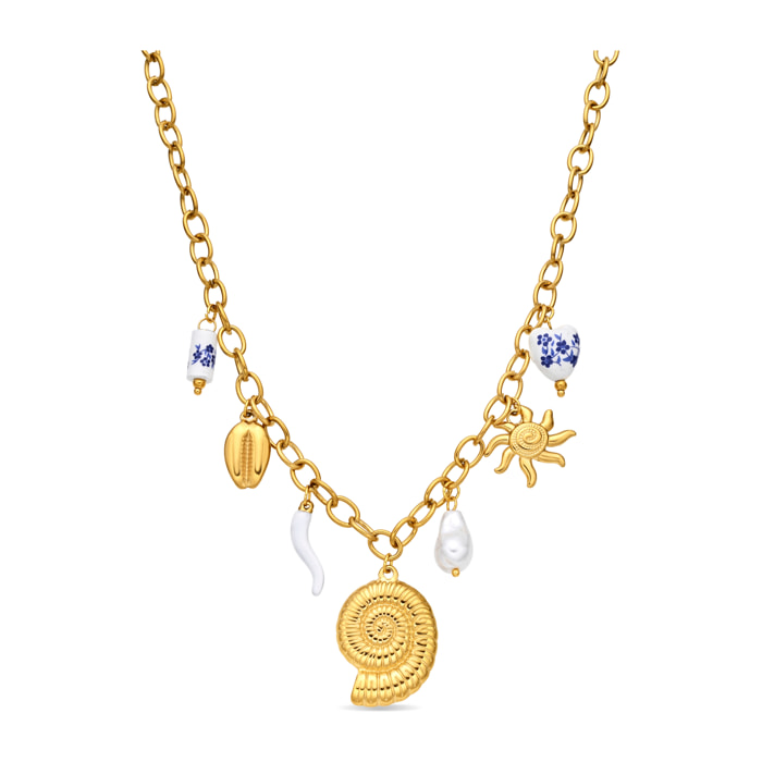 Collar de Perla Blanca acabado en oro amarillo de 18k