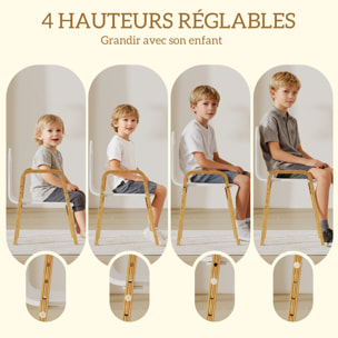 Lot de 2 chaises enfant style nordique en bois - hauteur réglable 4 niv. - empilables