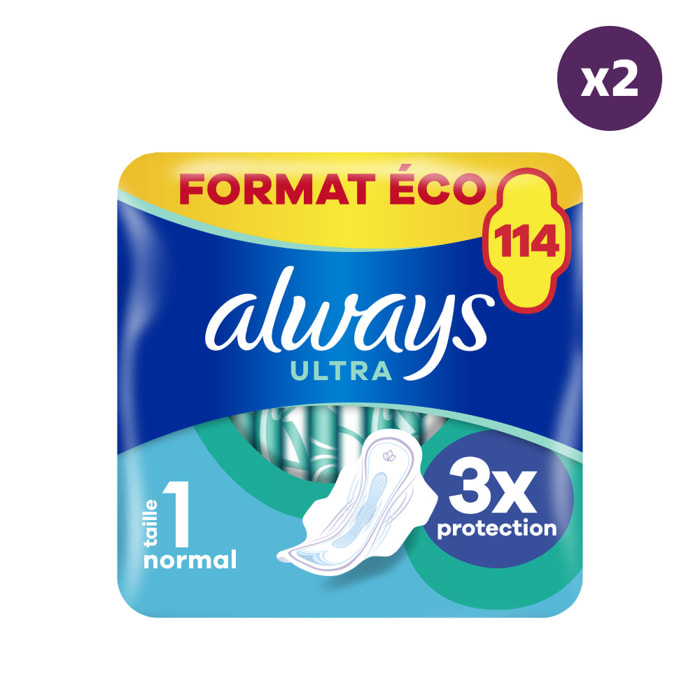 2x114 Serviettes Hygiéniques Always Ultra - Normal Plus