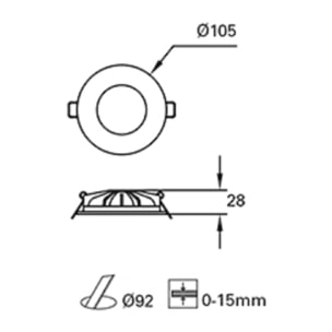 FORLIGHT Downlight Ip44 Hide Led 9W 3000K Blanco 592Lm