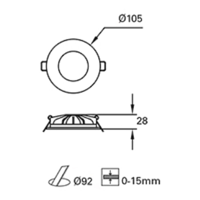 FORLIGHT Downlight Ip44 Hide Led 9W 3000K Blanco 592Lm