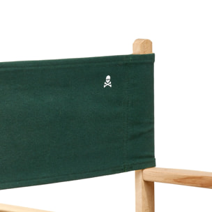 Set de 4 sillones director plegables estructura sin barniz y lona color verde oscuro