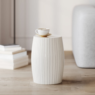 Table d'appoint ronde en métal blanc rayé D26 cm - Nello