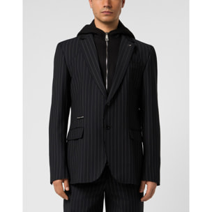 PHILIPP PLEIN Hooded Blazer Pinstripe