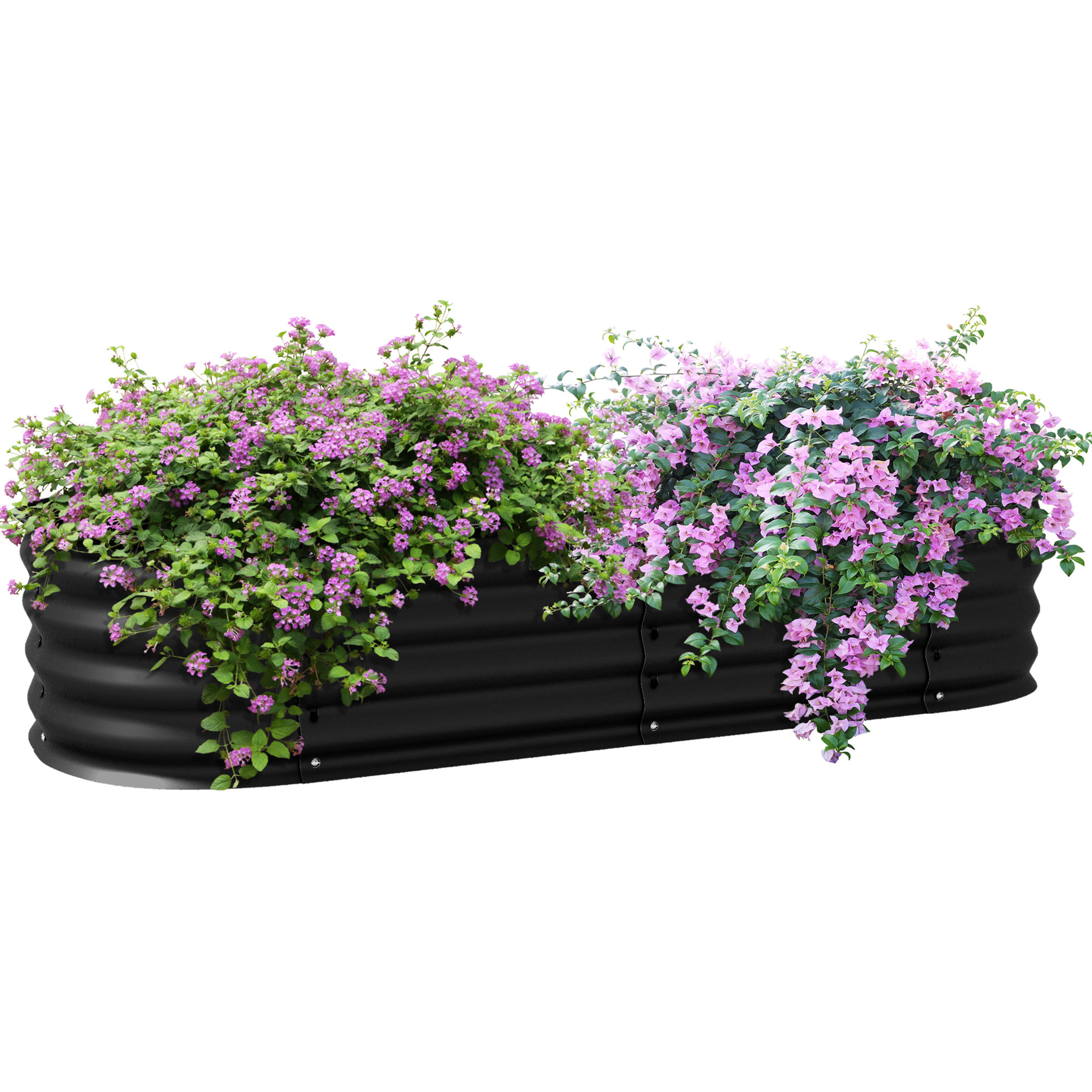 Carré potager de jardin dim. 150L x 62l x 30H cm modulable tôle d'acier ondulée noir