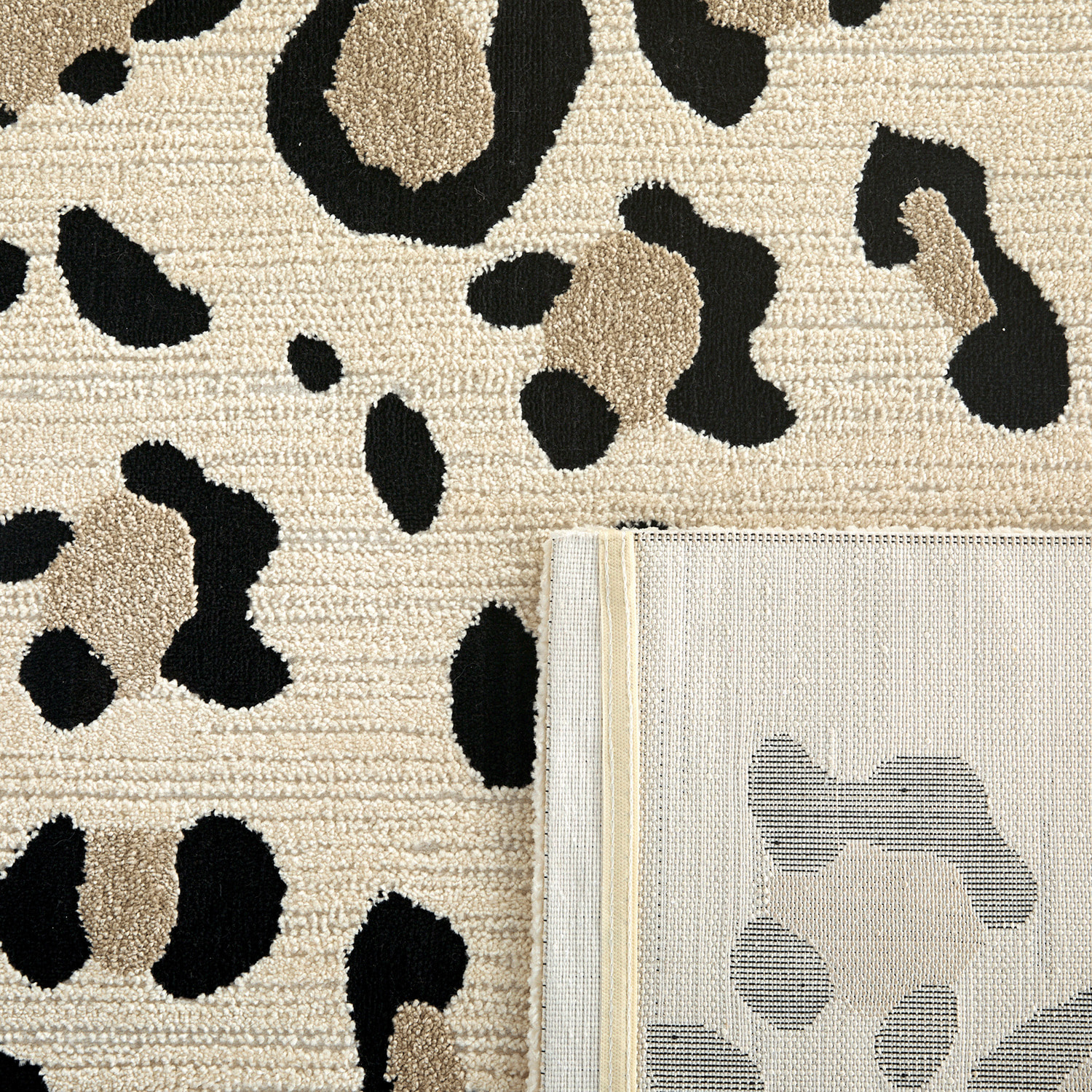 LEOVAH - Tapis salon motif léopard crème