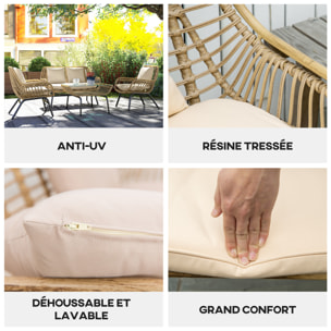 Salon de jardin 4 places – Style exotique – Coussins inclus