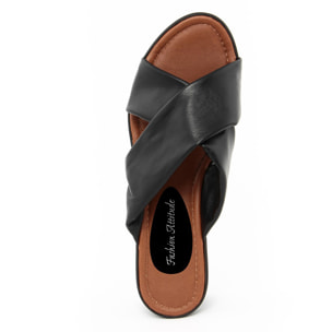 Sandalo con zeppa Donna colore Nero