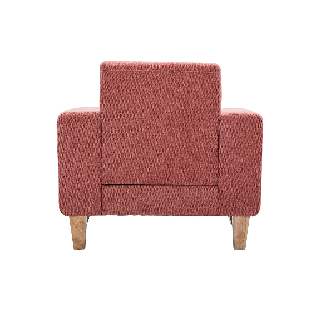 Fauteuil scandinave en tissu terracotta et bois clair FJORD