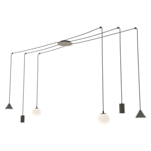 Lampada a sospensione Fuji in acciaio nero opaco