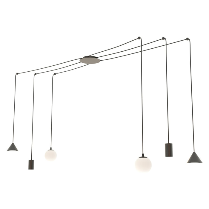 Lampada a sospensione Fuji in acciaio nero opaco