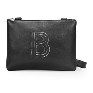 Bolso bandolera negro con tachas y doble cremallera