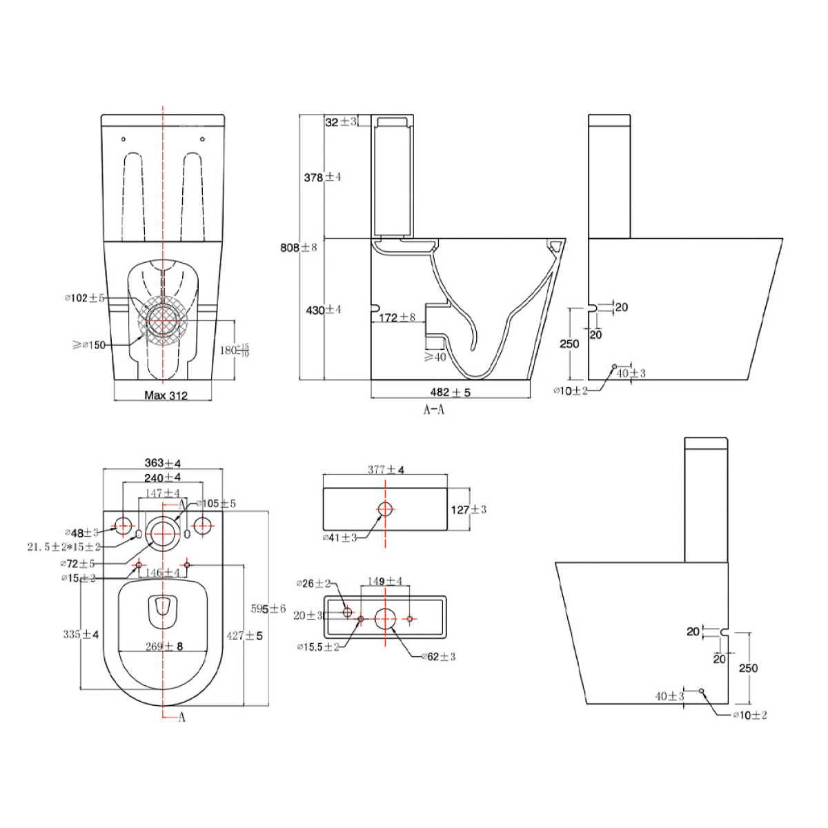 Brevis WC à poser sans bride + abattant softclose (SATBRE031RREXVPSN)