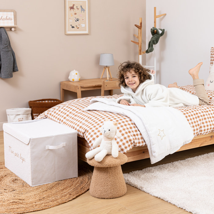 Coffre de rangement enfant Yuma blanc bouclette 36x57cm